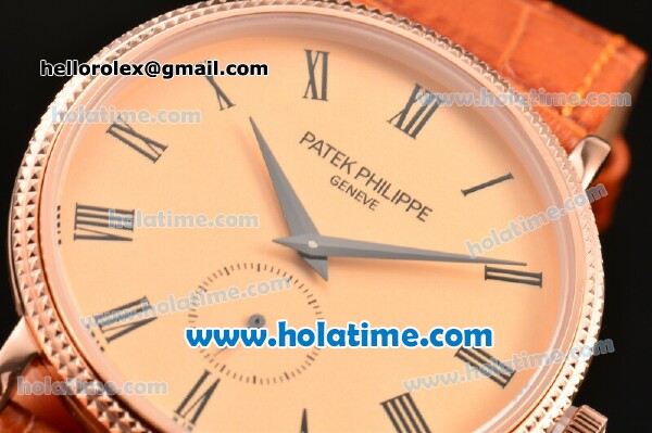 Patek Philippe Calatrava Miyota Quartz Rose Gold Case with Roman Numeral Markers and Champagne Dial - Click Image to Close